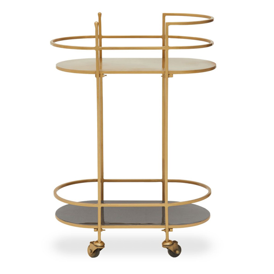 Koura Metal Rolling Drinks Trolley In Gold And Grey