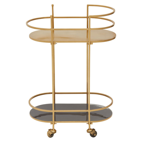 Koura Metal Rolling Drinks Trolley In Gold And Grey