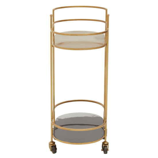 Koura Metal Rolling Drinks Trolley In Gold And Grey