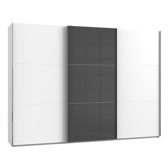 Read more about Koyd mirrored sliding wardrobe in grey and white 3 doors