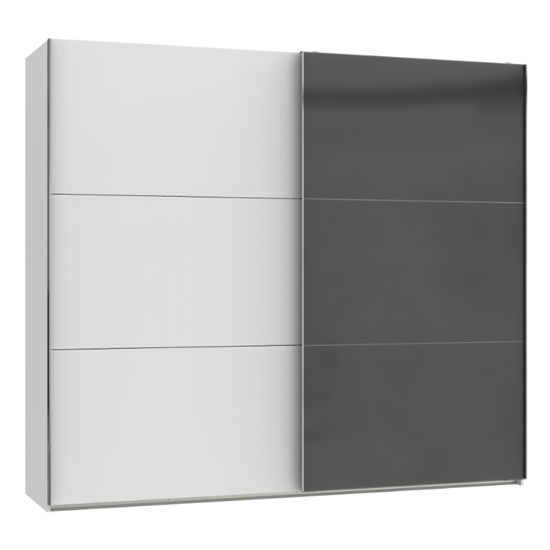 Read more about Koyd mirrored sliding wide wardrobe in grey and white