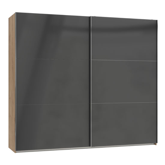 Read more about Koyd wooden sliding wide wardrobe in grey and planked oak