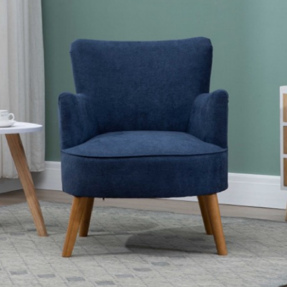 Krabi Fabric Armchair With Oak Legs In Midnight Blue