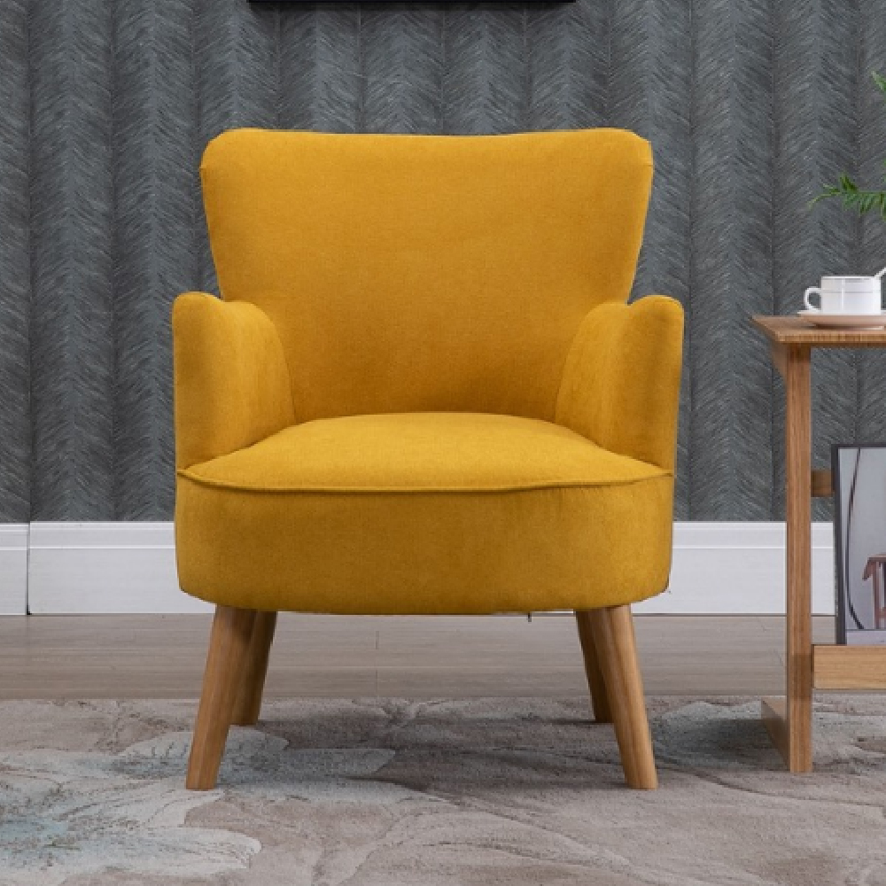 Krabi Fabric Armchair With Oak Legs In Ochre