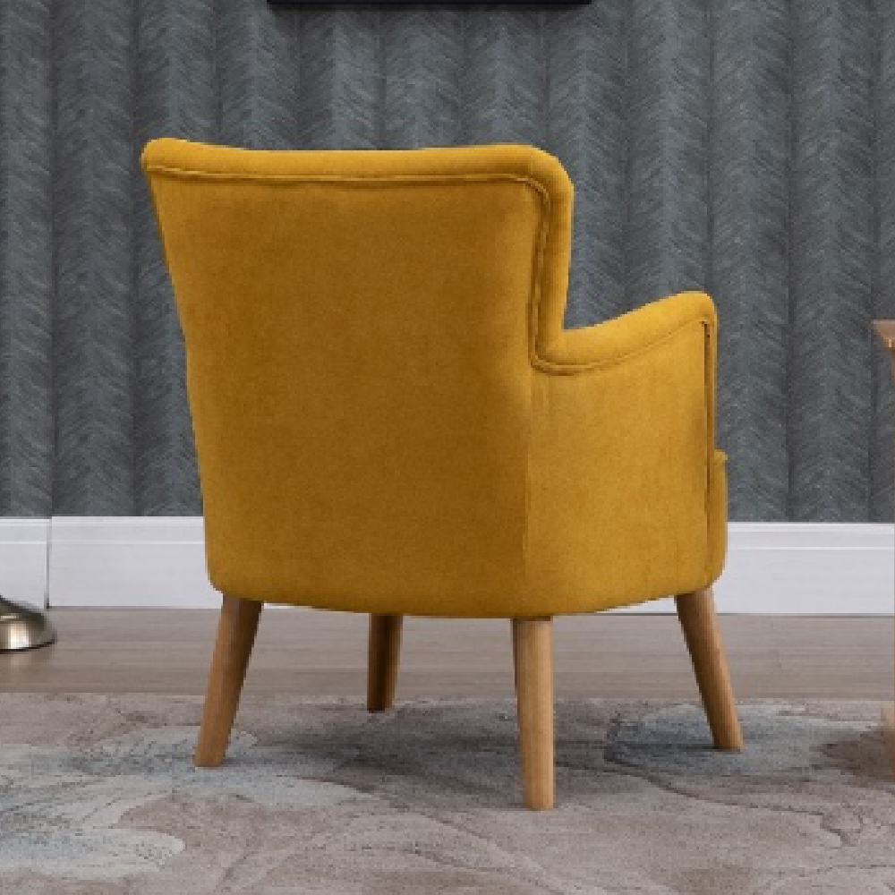 Krabi Fabric Armchair With Oak Legs In Ochre