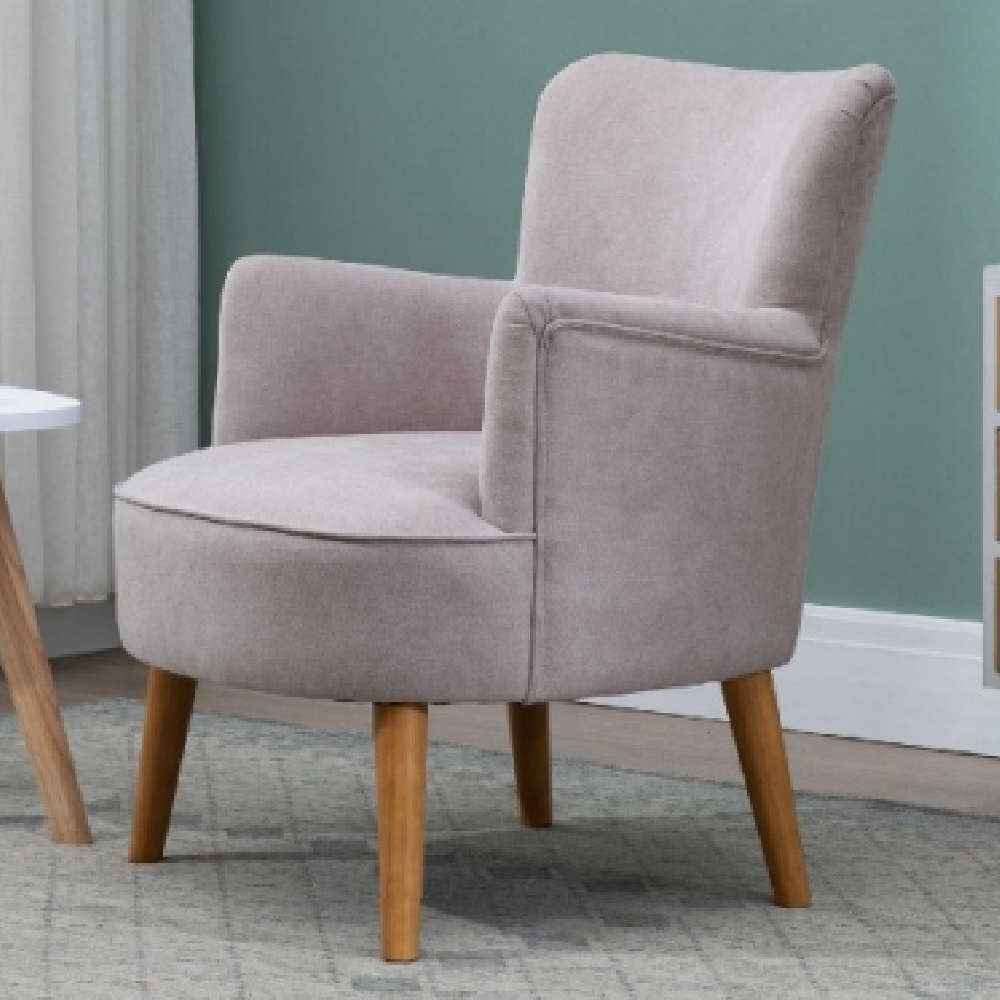 Krabi Fabric Armchair With Oak Legs In Pearl Grey