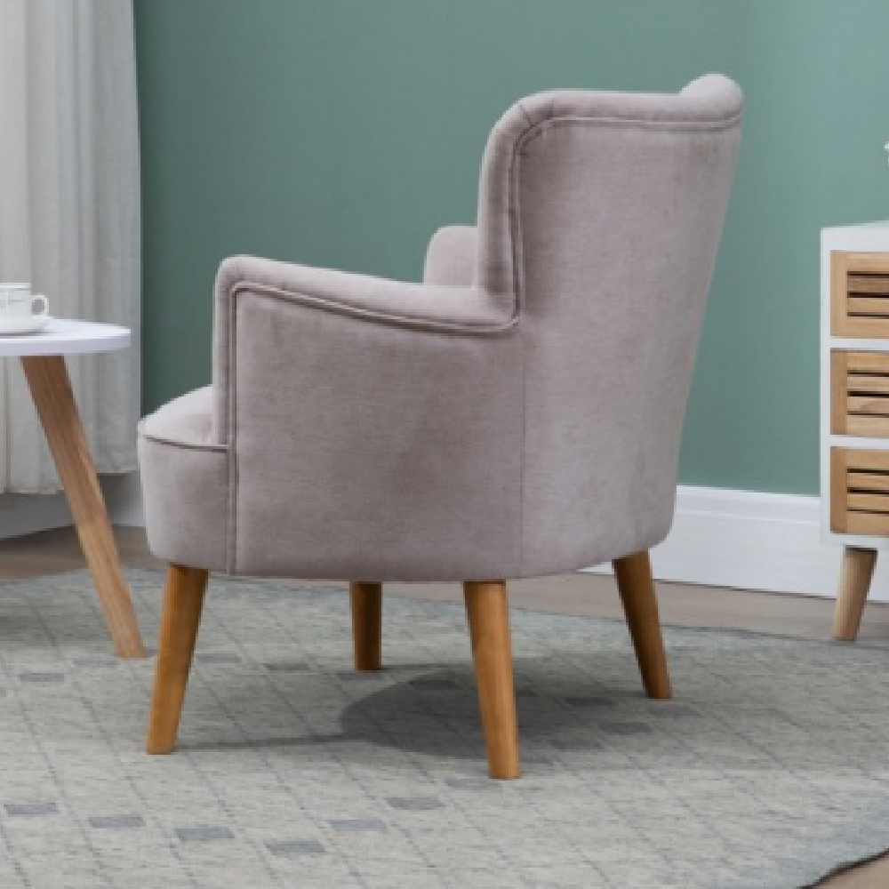Krabi Fabric Armchair With Oak Legs In Pearl Grey