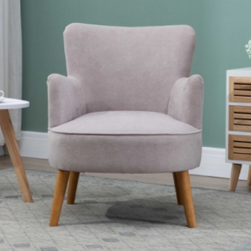 Krabi Fabric Armchair With Oak Legs In Pearl Grey