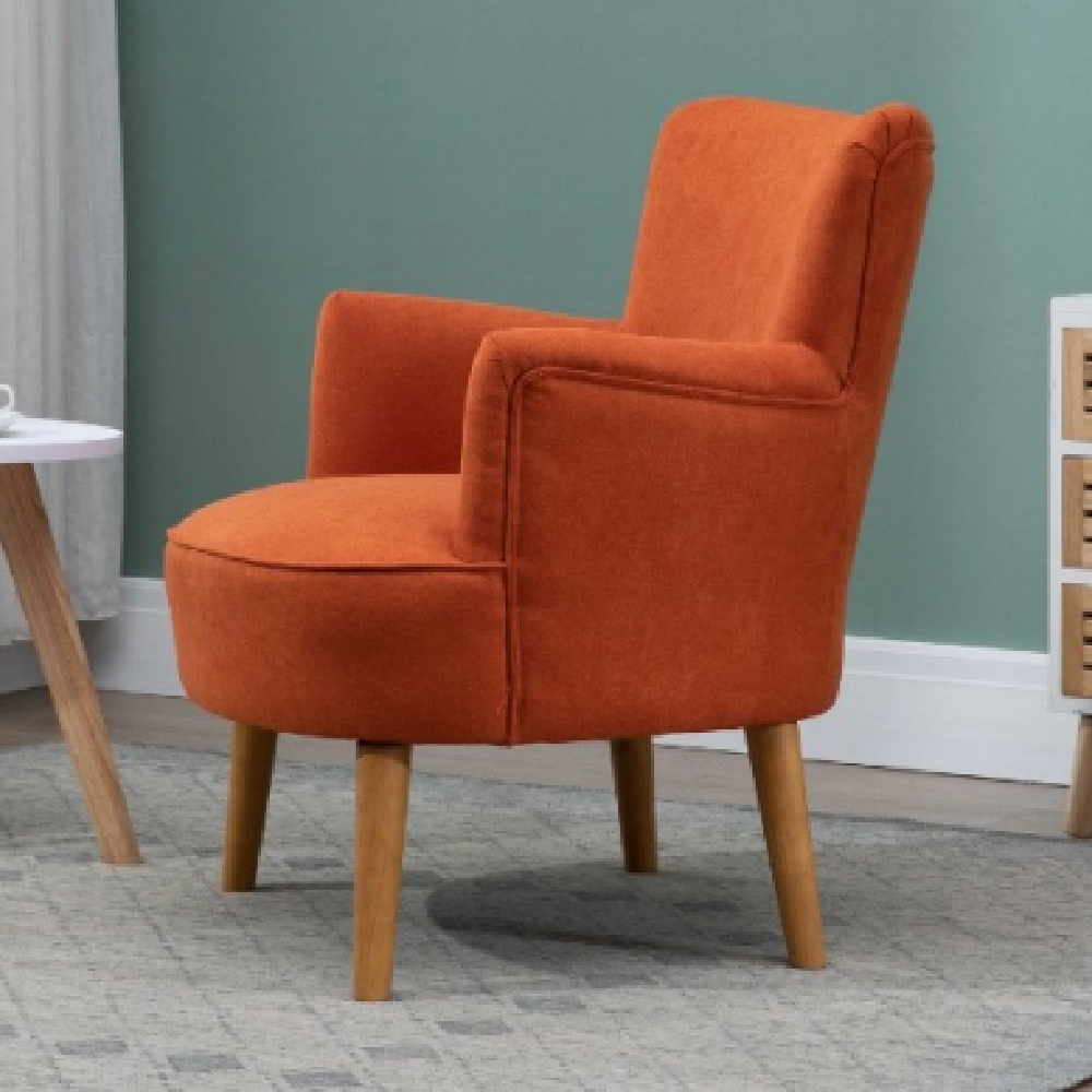 Krabi Fabric Armchair With Oak Legs In Sunburnt Orange