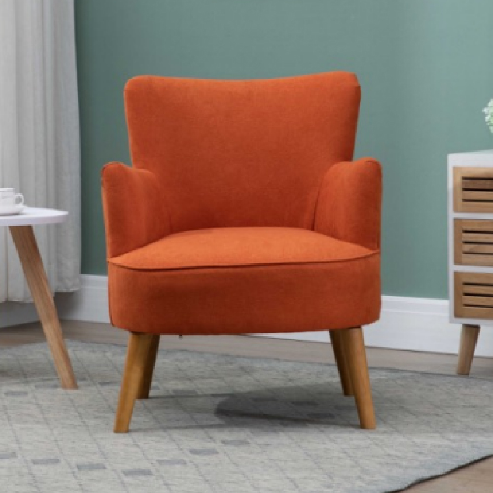 Krabi Fabric Armchair With Oak Legs In Sunburnt Orange