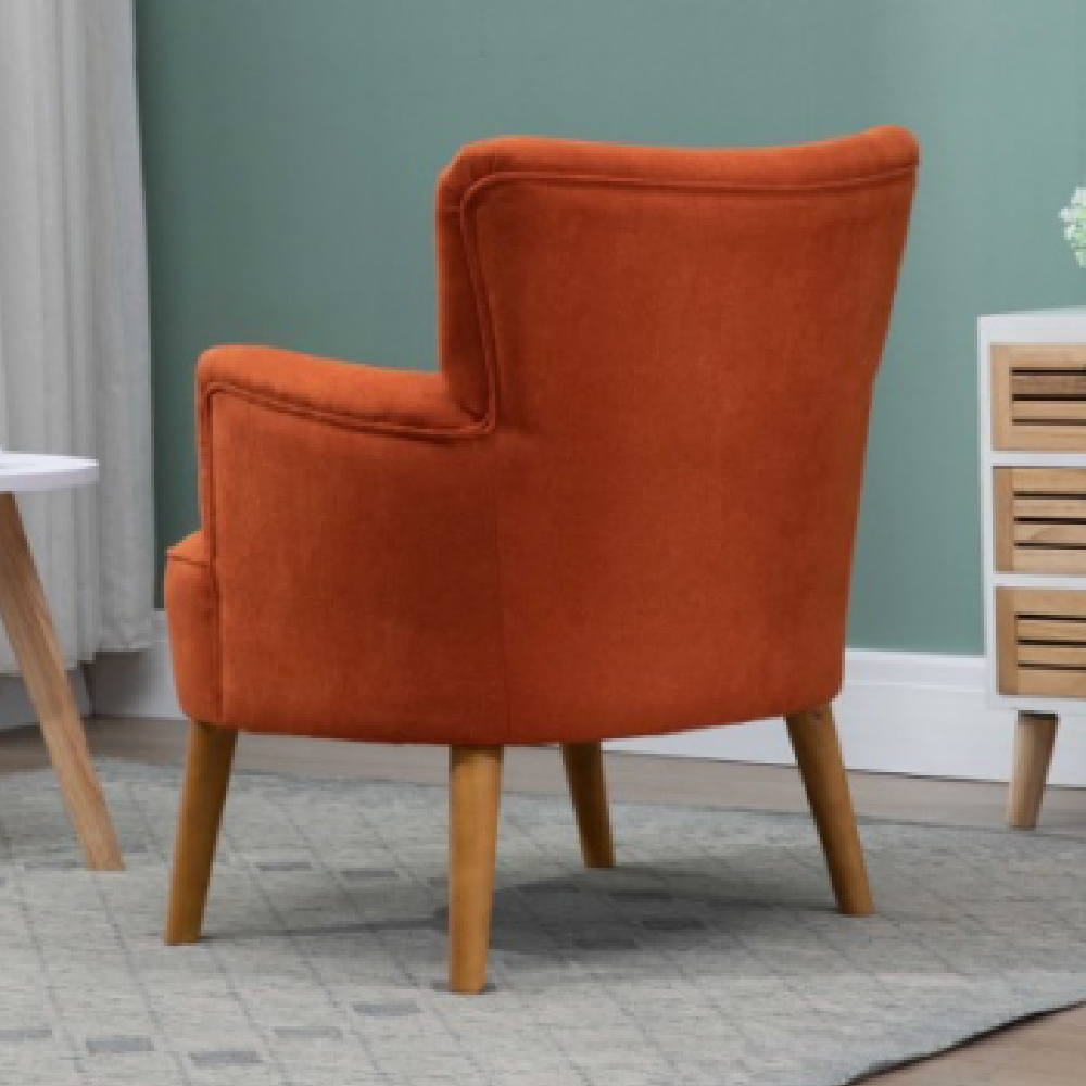 Krabi Fabric Armchair With Oak Legs In Sunburnt Orange