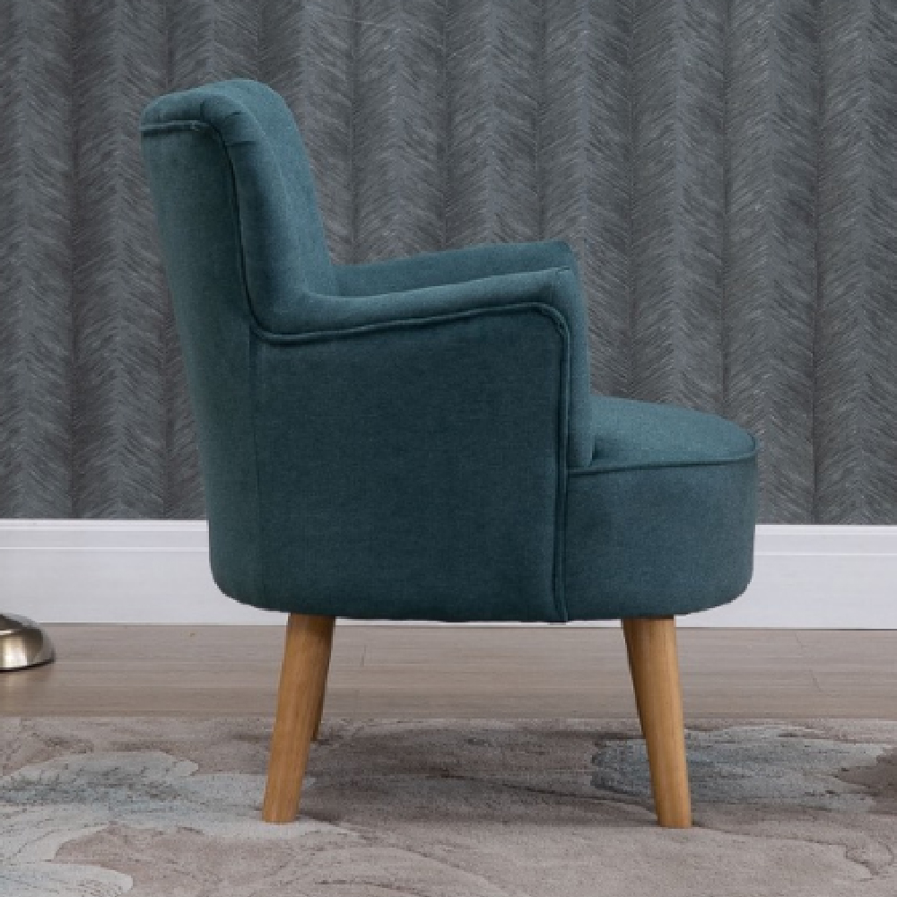Krabi Fabric Armchair With Oak Legs In Teal