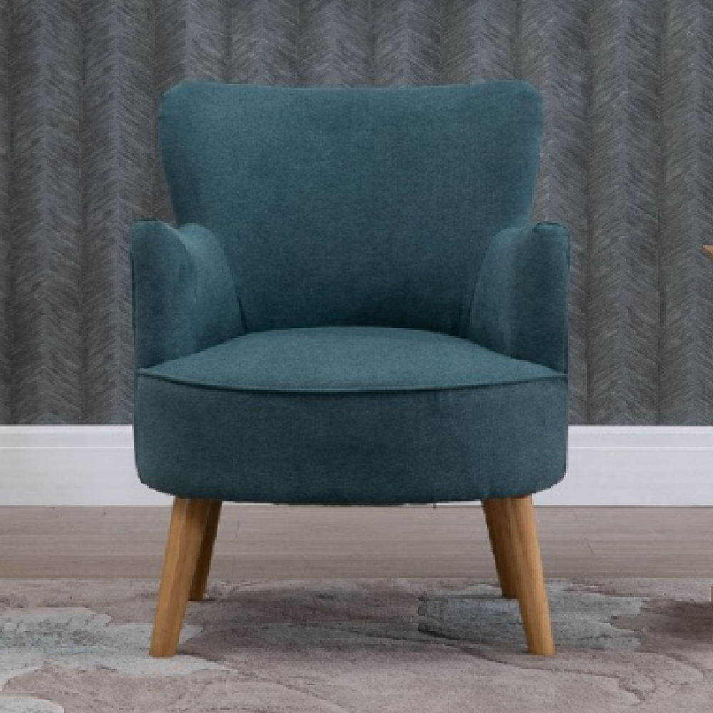 Krabi Fabric Armchair With Oak Legs In Teal