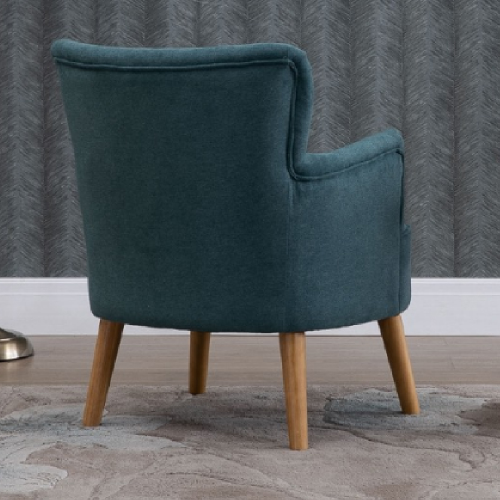 Krabi Fabric Armchair With Oak Legs In Teal