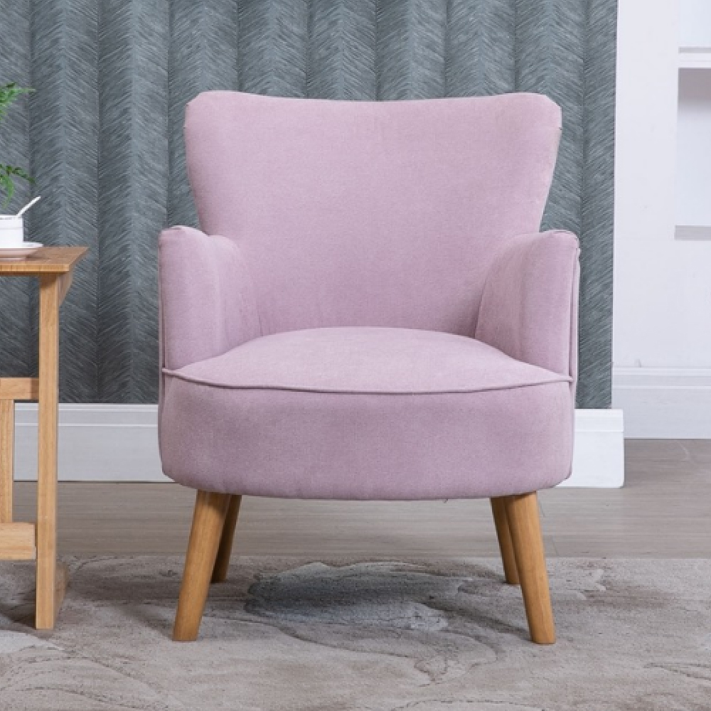 Krabi Fabric Armchair With Oak Legs In Violet