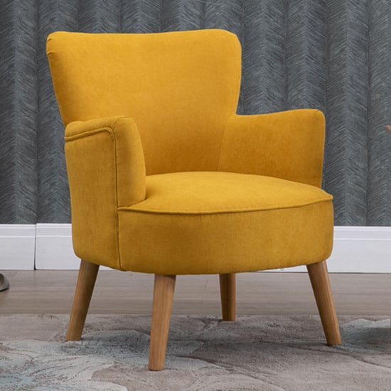 Krabi Fabric Bedroom Chair In Ochre With Solid Wood Legs