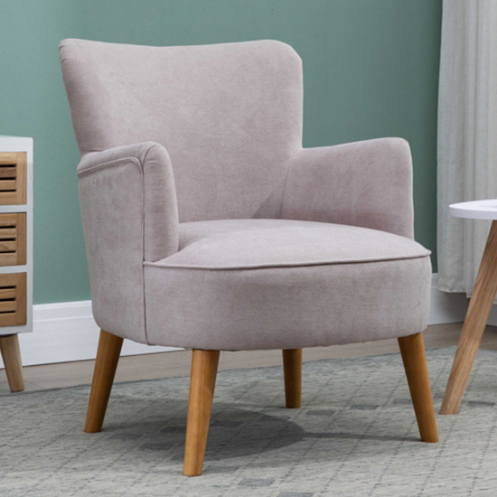 Read more about Krabi fabric bedroom chair in pearl grey with solid wood legs