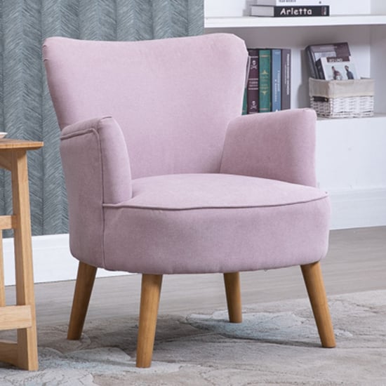 Krabi Fabric Bedroom Chair In Violet With Solid Wood Legs