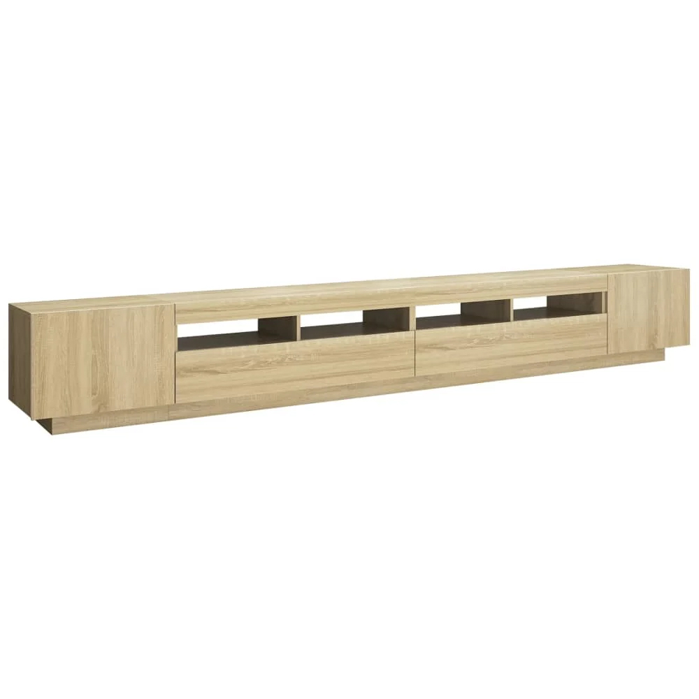 Krakow Large Wooden TV Stand In Sonoma Oak With LED