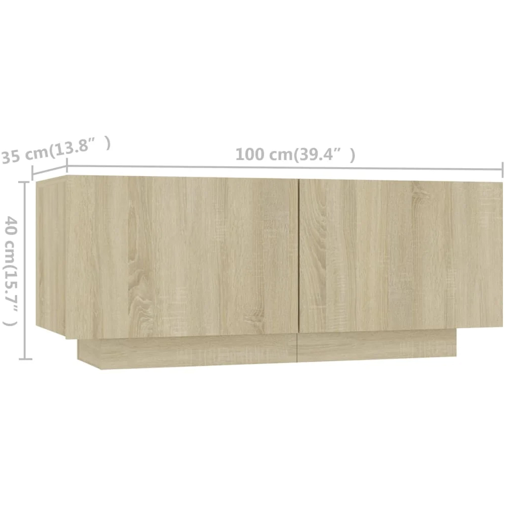 Krakow Large Wooden TV Stand In Sonoma Oak With LED