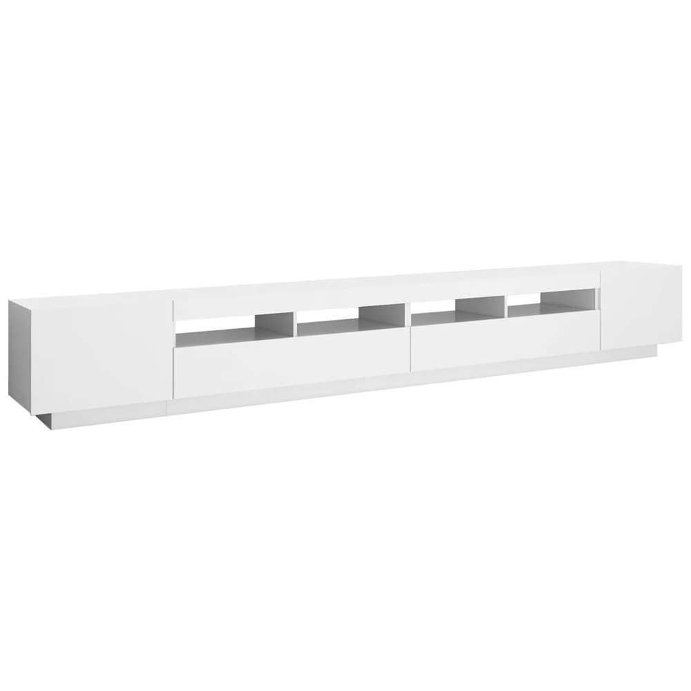 Krakow Large Wooden TV Stand In White With LED
