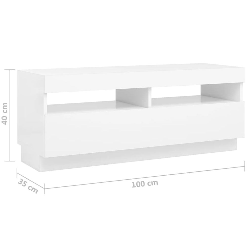 Krakow Large Wooden TV Stand In White With LED