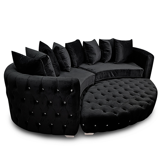 Krakow Malta Plush Velour Fabric Curved Sofa In Cosmic