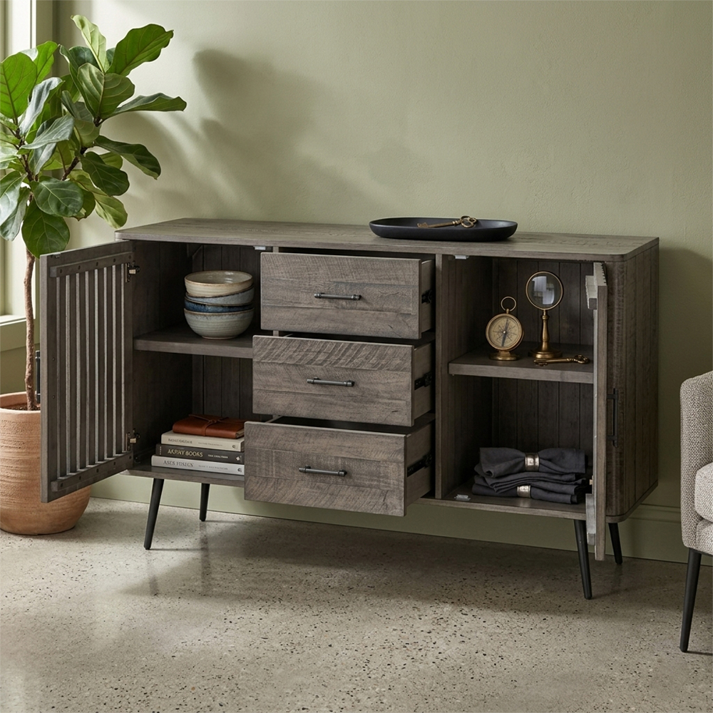 Kramis Wooden Sideboard with 2 Doors in Dark Grey