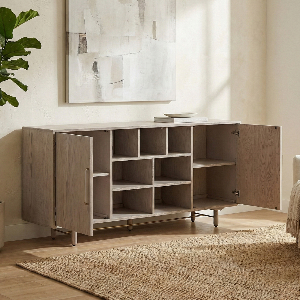 Kramis Wooden Sideboard with 2 Doors in Grey