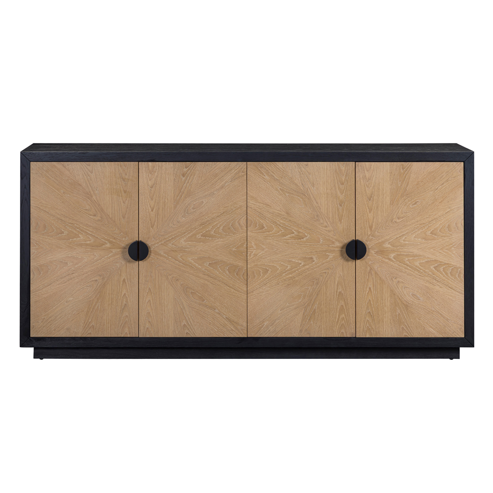 Kramis Wooden Sideboard with 4 Doors in Oak and Black