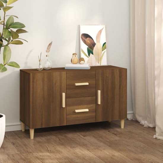 Product photograph of Krefeld Wooden Sideboard 2 Doors 2 Drawers In Brown Oak from Furniture in Fashion