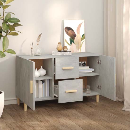 Krefeld Wooden Sideboard 2 Doors 2 Drawers In Concrete Effect