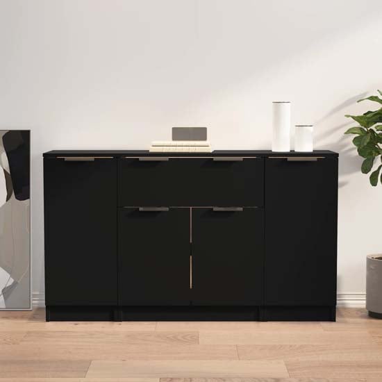 Product photograph of Krefeld Wooden Sideboard With 4 Doors 1 Drawer In Black from Furniture in Fashion