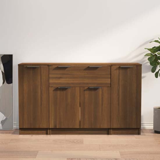 Product photograph of Krefeld Wooden Sideboard With 4 Doors 1 Drawer In Brown Oak from Furniture in Fashion