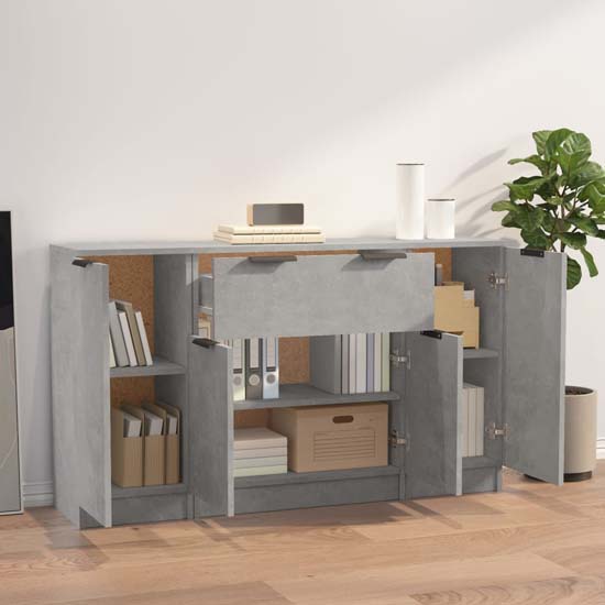 Krefeld Wooden Sideboard With 4 Doors 1 Drawer In Concrete Effect