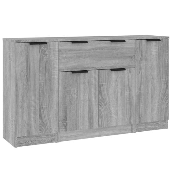 Krefeld Wooden Sideboard With 4 Doors 1 Drawer In Grey Sonoma Oak