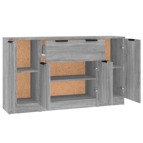 Krefeld Wooden Sideboard With 4 Doors 1 Drawer In Grey Sonoma Oak