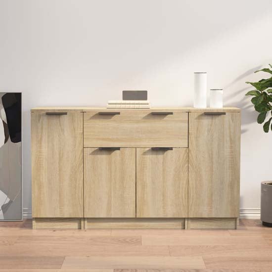 Product photograph of Krefeld Wooden Sideboard With 4 Doors 1 Drawer In Sonoma Oak from Furniture in Fashion