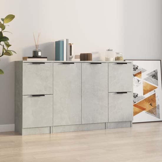 Read more about Krefeld wooden sideboard with 6 doors in concrete effect