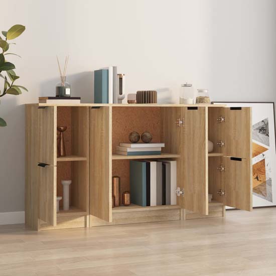 Krefeld Wooden Sideboard With 6 Doors In Sonoma Oak