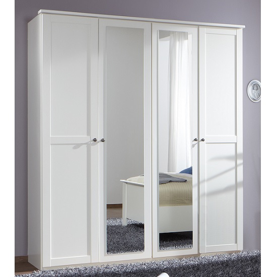 Read more about Krefeld mirrored wardrobe in white with 4 doors