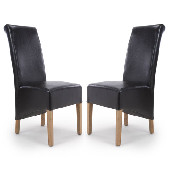 Photo of Kyoto black bonded leather dining chair in a pair