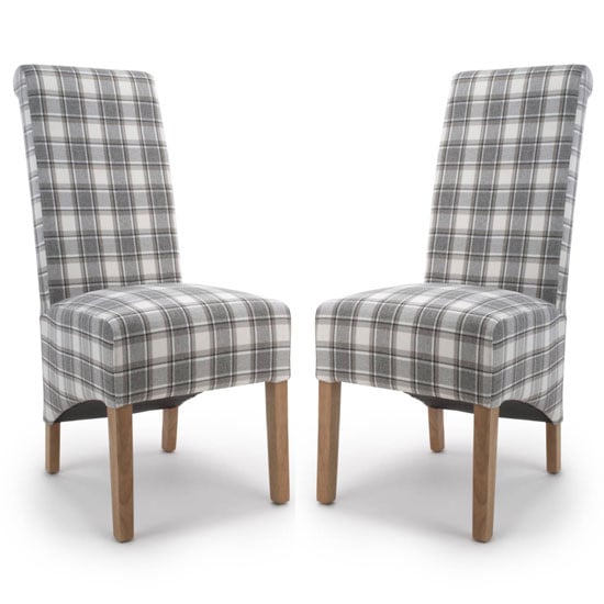 Photo of Kyoto cappuccino herringbone check dining chair in a pair