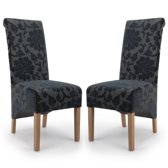 Kyoto Charcoal Baroque Velvet Dining Chair In A Pair