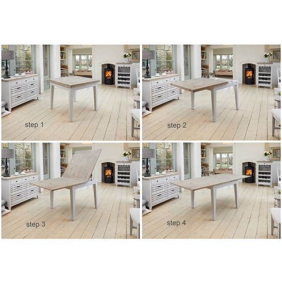 Krista Wooden Extendable Dining Table Square In Grey Furniture in Fashion