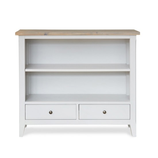 Krista Wooden Low Bookcase In Grey With 2 Drawers_2