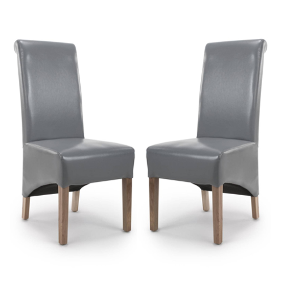 Photo of Kyoto roll back bonded leather grey dining chairs in pair