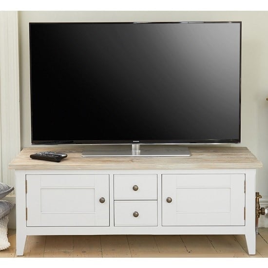 Krista Wooden TV Stand In Grey With 2 Doors And 2 Drawers_1