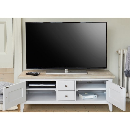 Krista Wooden TV Stand In Grey With 2 Doors And 2 Drawers_2