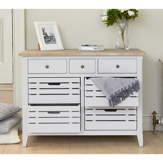 Krista Wooden Compact Sideboard In Grey With 7 Drawers_2